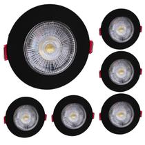6 Spot Led Redondo 5W Branco Quente 3000k Preto Bivolt