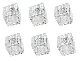 6 Spot Para Gesso Cristal K9 Embutir Quadrado 7Cm Ac974