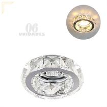 6 Spot Redondo Embutido Pastilhas Cristal 10cm Gesso Ac972