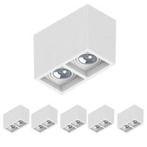 6 Spot Sobrepor Save Energy Boxit Duplo Ar111 Gu10 Branco