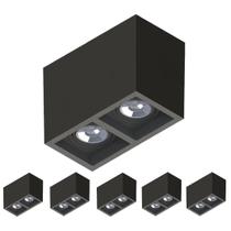 6 Spot Sobrepor Save Energy Boxit Duplo Par20 E27 Preto