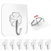 6 Suporte Adesivo Com Gancho Cabide Metal Parede Sem Furar