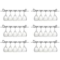 6 Suportes Para Taças Cromado Decoração Bar Vinho 25cm 6 Suportes Para Taças Cromado Decoração Bar Vinho 25cm