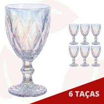 6 Taça Diamante Furta-Cor 340ML Suco Água Elegante Buffet