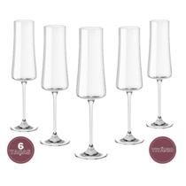 6 taças de cristal para champanhe bohemia xtra 210ml