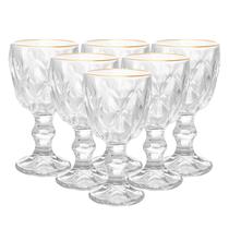 6 Taças de Licor Diamond Detalhe Fio Dourado na Borda 50ml