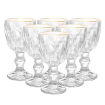 6 Taças De Licor Diamond Detalhe Fio Dourado Na Borda 50Ml
