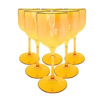 6 Taças De Vinho Acrílico Cristal Translúcido 260 Ml Sofisticação e Elegância Para Seus Momentos
