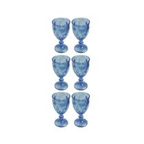 6 Taças Diamond 340ml Azul Água Vinho
