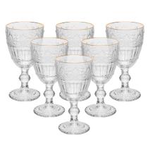 6 Taças Wolff Mauve com Fio de Ouro 320ml Cristal Ecológico