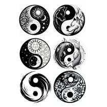 6 Tatuagens Temporaria Tema Ying e Yang