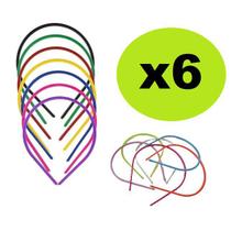 6 Tiaras Arco Plástico Sortida Para Cabelo 14cm