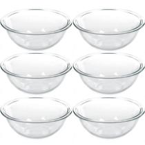 6 Tigela de Vidro Marinex Redondas 1,5L Potes Bowls Plus Astral para Saladas Sobremesas Receitas