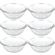 6 Tigela de Vidro Marinex Redondas 1,5L Potes Bowls Plus Astral para Saladas Sobremesas Receitas