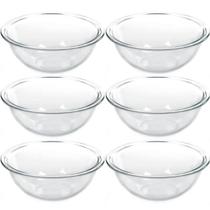 6 Tigela de Vidro Marinex Redondas 1,5L Potes Bowls Plus Astral para Saladas Sobremesas Receitas