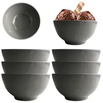 6 Tigelas Bowl 450ml Cinza em Melamina Redonda Sobremesa Açai 6 Tigelas Bowl 450ml Cinza em Melamina Redonda Sobremesa Açai