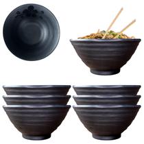 6 Tigelas Japonesa Bowl Oriental Melamina Cumbuca Preto 300ml 6 Tigelas Japonesa Bowl Oriental Melamina Cumbuca Preto 300ml