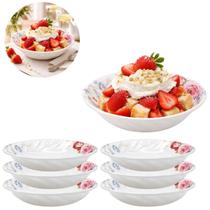 6 Tigelas Melamina 400ml Mesa Branca Floral Decorada Cozinha