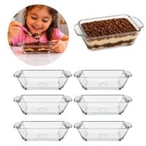 6 Tigelas Retangular Vidro 14cm Resistente Cozinha 6 Tigelas Retangular Vidro 14cm Resistente Cozinha