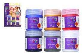 6 Tinta Facial Liquida Color Make Maquiagem Glitter + Pincel