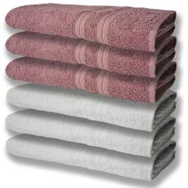 6 Toalhas Grande Super Felpudas e Grossa Algodão 80x150 Branco+Rosê 6 Toalhas Grande Super Felpudas e Grossa Algodão 80x150 Branco+Rosê