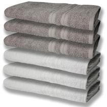 6 Toalhas Grande Super Felpudas E Grossa Algodão 80x150 Itália Soft Beka - Branco/cinza 6 Toalhas Grande Super Felpudas E Grossa Algodão 80x150 Itália Soft Beka - Branco/cinza