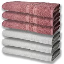 6 Toalhas Grande Super Felpudas E Grossa Algodão 80x150 Itália Soft Beka - Branco/rosê 6 Toalhas Grande Super Felpudas E Grossa Algodão 80x150 Itália Soft Beka - Branco/rosê