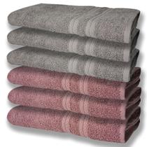 6 Toalhas Grande Super Felpudas e Grossa Algodão 80x150 Rosê+Cinza 6 Toalhas Grande Super Felpudas e Grossa Algodão 80x150 Rosê+Cinza