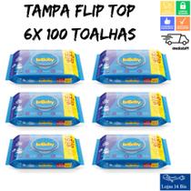 6 Toalhas Lenços Umedecidos Infantil Hora de Ninar Tampa Flip Top Com 100 Unidades Isababy