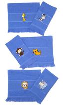 6 Toalhinhas de Mão 23x36 Bordadas com Tema Safári Infantil. Toalha de Boca, Bebê, Escolar, Lancheira