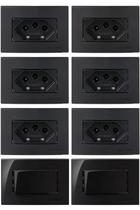 6 Tomada 3 Pinos 10a + 2 Interruptor Móvel Embutir Preto 6 Tomada 3 Pinos 10a + 2 Interruptor Móvel Embutir Preto