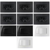 6 Tomada 3 Pinos 10a + 4 Interruptor Simples Móvel Embutir 6 Tomada 3 Pinos 10a + 4 Interruptor Simples Móvel Embutir