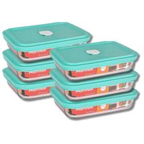 6 Travessa Facilita de Vidro com Tampa 750ML Marinex Doce