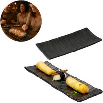 6 Travessa Prato Melamina Preto Restaurante Japones Atacado