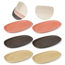 6 Travessas Bambu 29cm Prato Retangular Restaurante Hotel