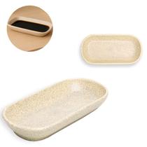 6 Travessas Cerâmica Prato Petisqueira Retangular 16cm Luxo