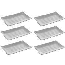 6 Travessas Melamina 17,5x11cm Prato Sushi Lyor Tóquio Granilite Retangular