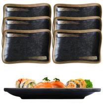 6 Travessas Petisqueira Retangular Oriental 100% em Melamina