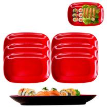 6 Travessas Prato em Melamina Restaurante Japones 20x13cm