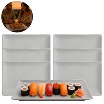 6 Travessas Retangular Melamina Granilite Para Servir 24,5cm