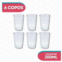6 Un Copos Arizona Baixo Transparente 200ML Vidro Resistente