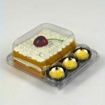 6 Un Embalagem Para Fatia de Bolo e Docinho Tampa Alta Pequena