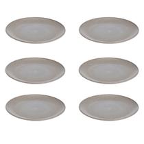6 UN Prato Lanche Sobremesa Redondo Durável 20cm Cinza