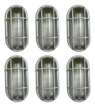 6 Und Kit Arandela Preto C/ Grade Tartaruga 1 X E27 Opl Branco