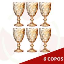 6 Uni Taça Diamante Amber Metalizada 330ML Suco Vinho Água - Class Home