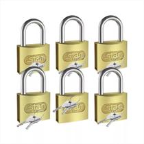 6 Unid. Cadeado Stam 40mm Mesmo Segredo 12 Chaves