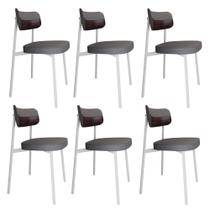6 Unidades Cadeira Alloa fixa C/4 Pés 50 X 44,7 X 83,8 cm Pés Brancos