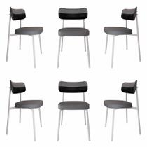 6 Unidades Cadeira Alloa fixa C/4 Pés 50 X 44,7 X 83,8 cm Pés Brancos
