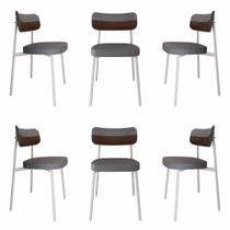 6 Unidades Cadeira Alloa fixa C/4 Pés 50 X 44,7 X 83,8 cm Pés Brancos
