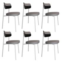 6 Unidades Cadeira Alloa fixa C/4 Pés 50 X 44,7 X 83,8 cm Pés Brancos